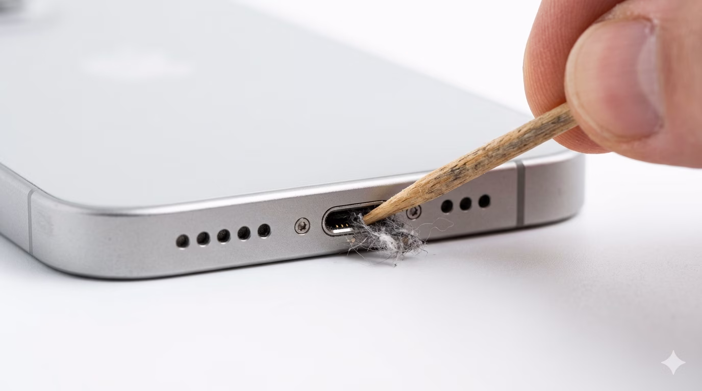 Cleaning iPhone charging port safely