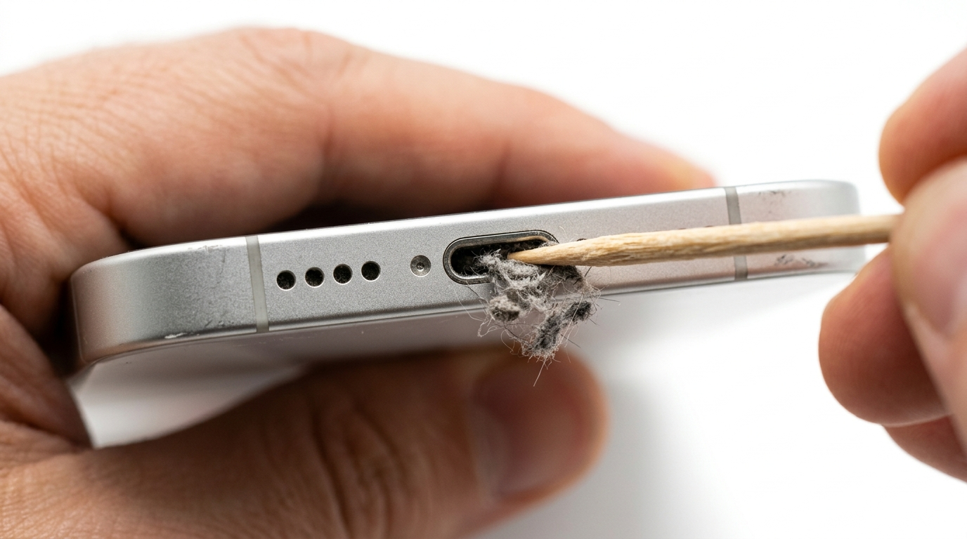 Cleaning iPhone charging port safely