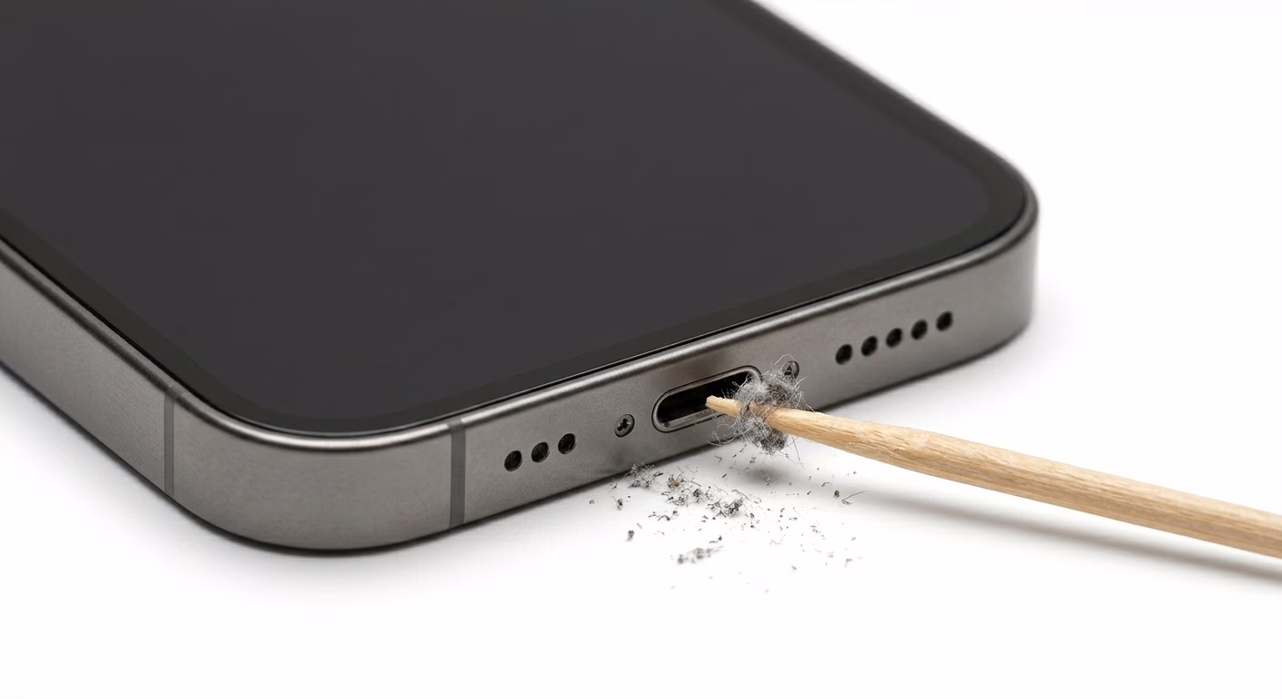 Clean iPhone charging port to fix charging issue