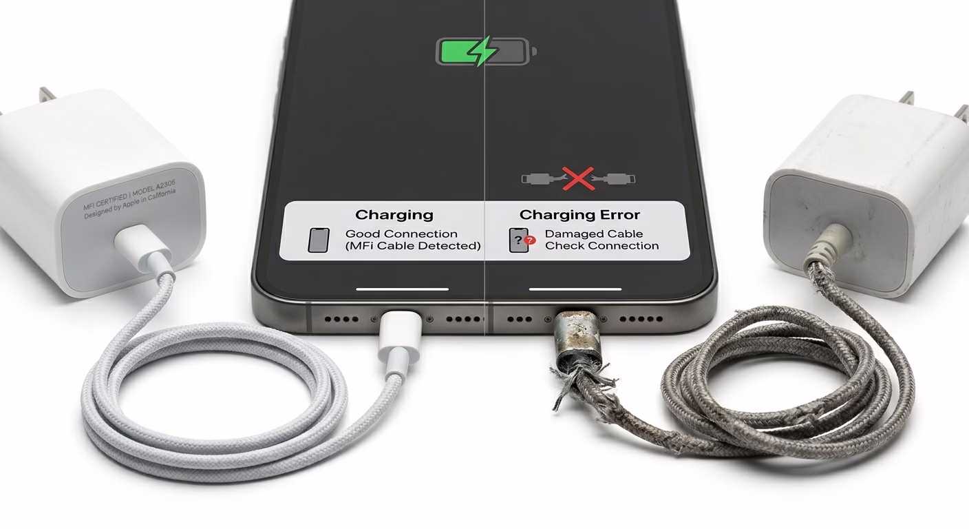 Check iPhone charging cable and adapter
