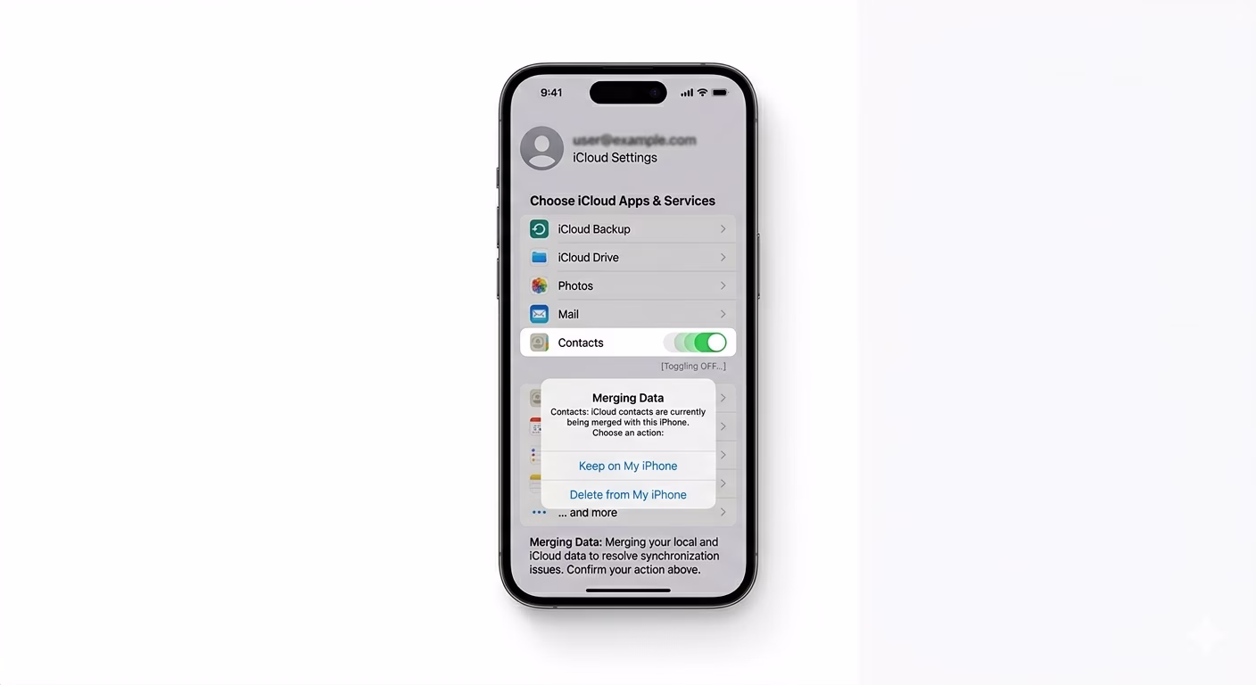 Toggling iCloud Contacts on iPhone