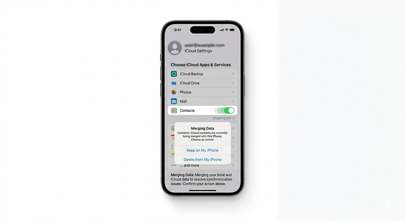 Toggling iCloud Contacts on iPhone