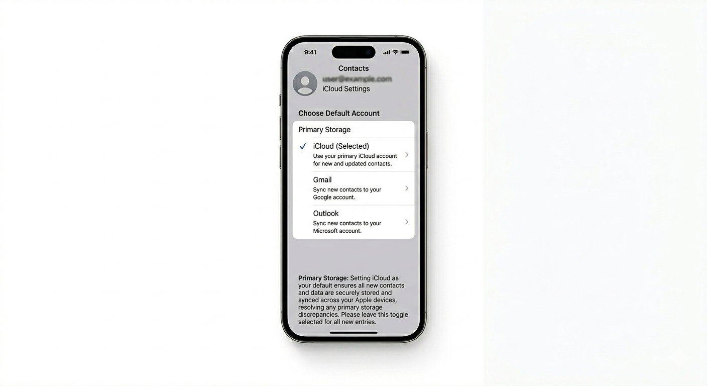Setting iCloud as default contact account
