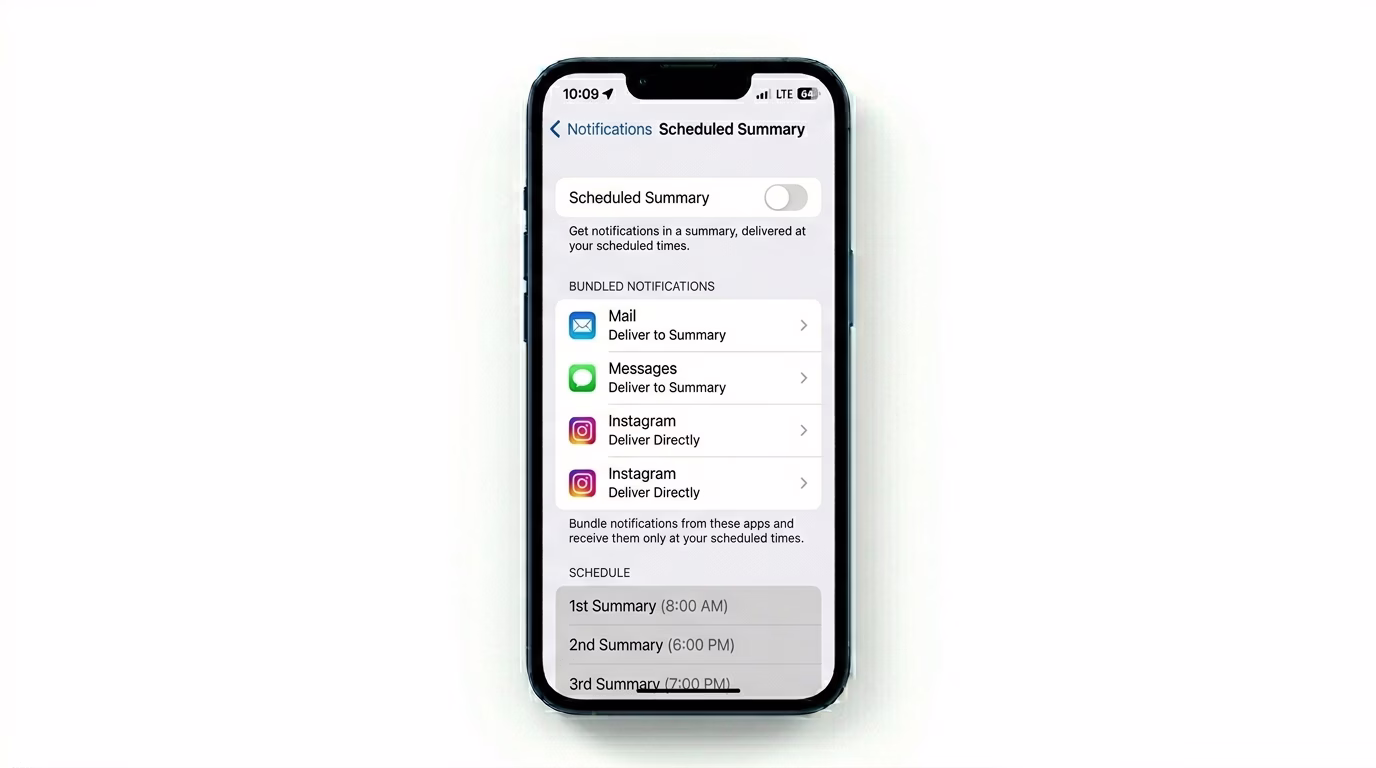 Disabling Scheduled Summary on iPhone