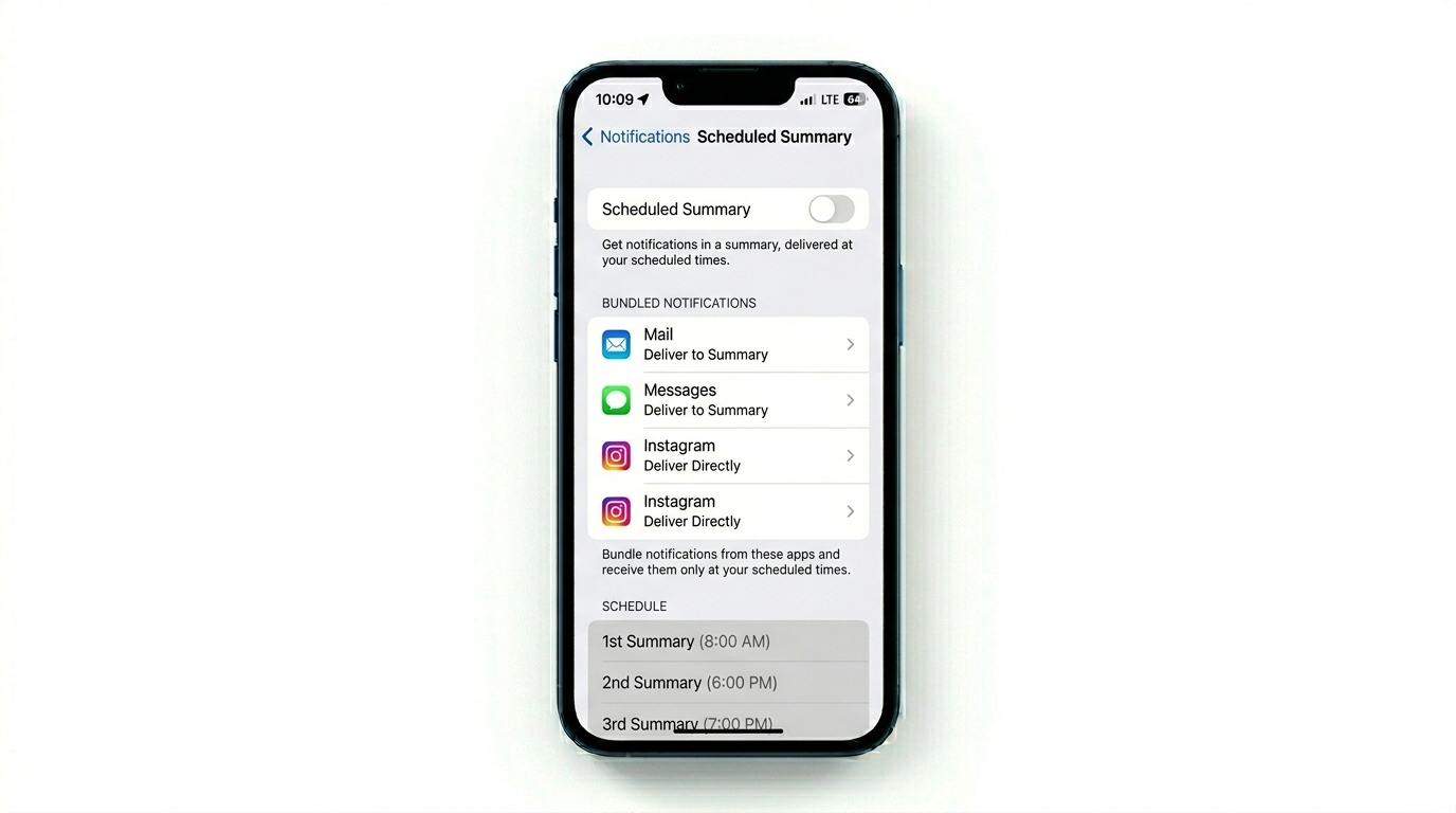 Disabling Scheduled Summary on iPhone
