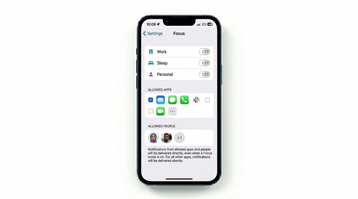 Checking Focus mode alert settings