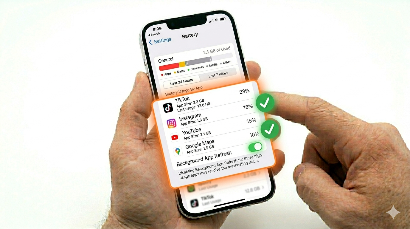 Checking battery usage and background apps