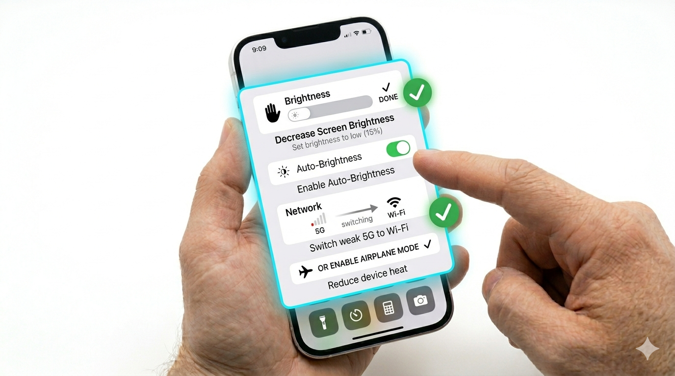 Adjusting iPhone brightness and network