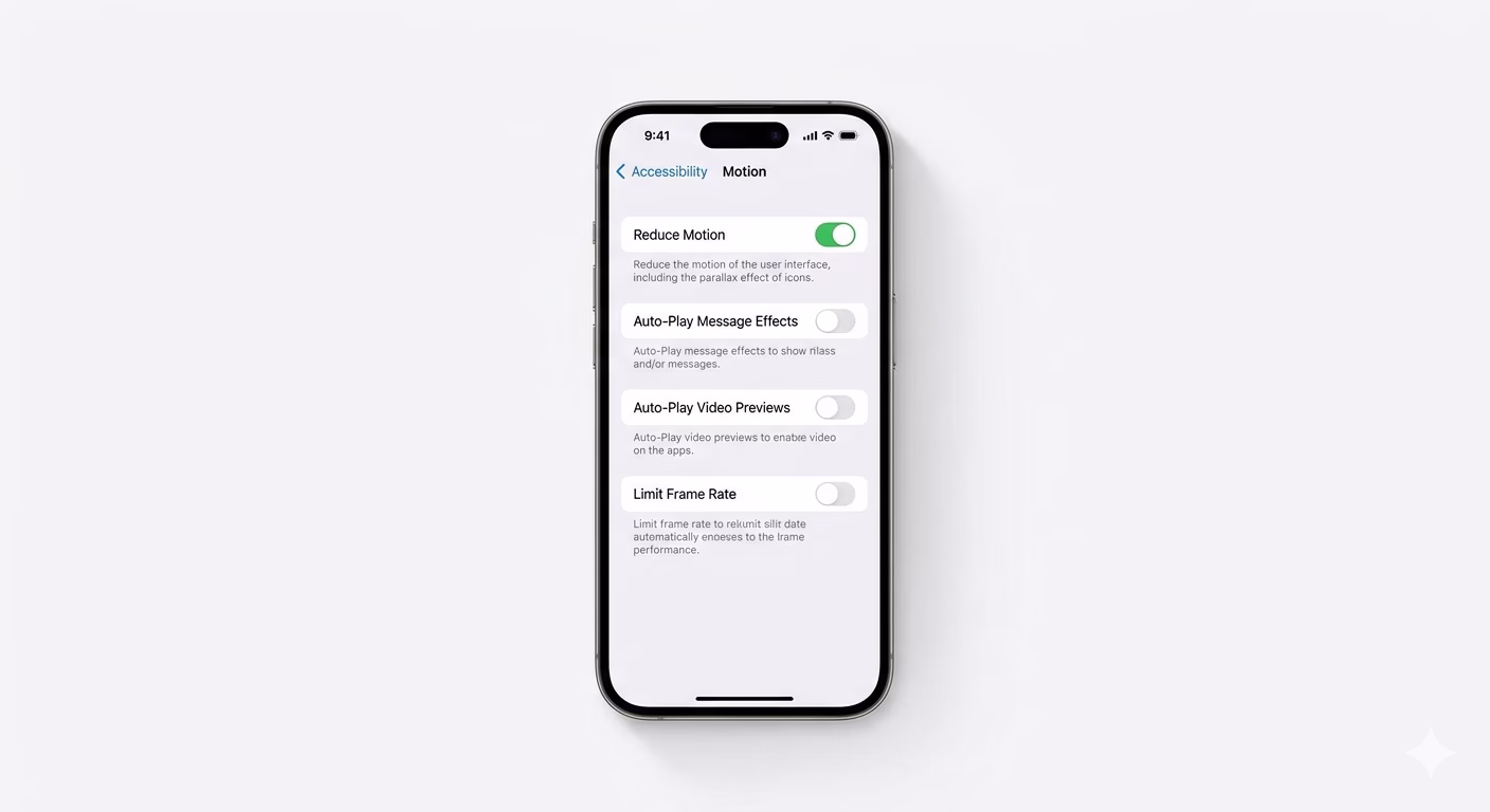 Enabling Reduce Motion on iPhone