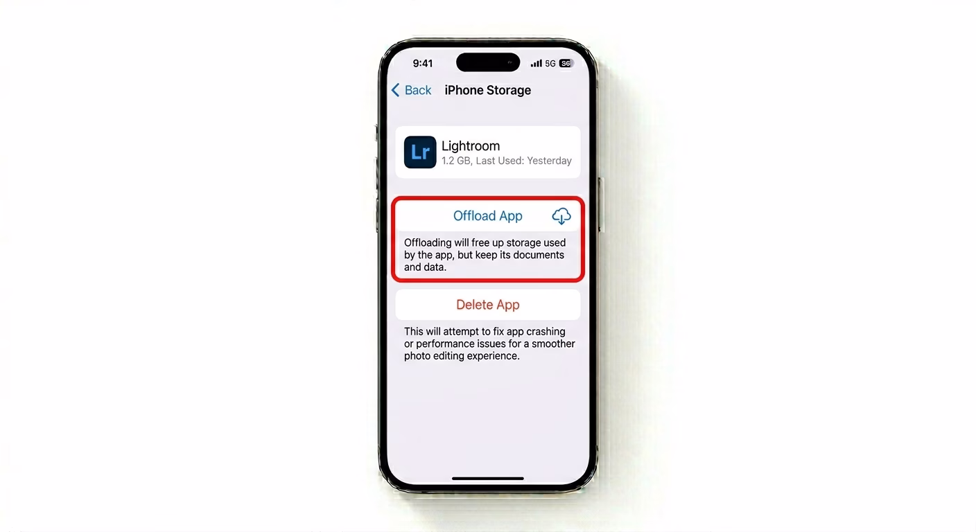Clearing photo editing app cache