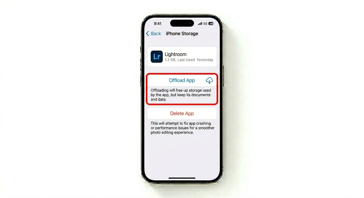 Clearing photo editing app cache