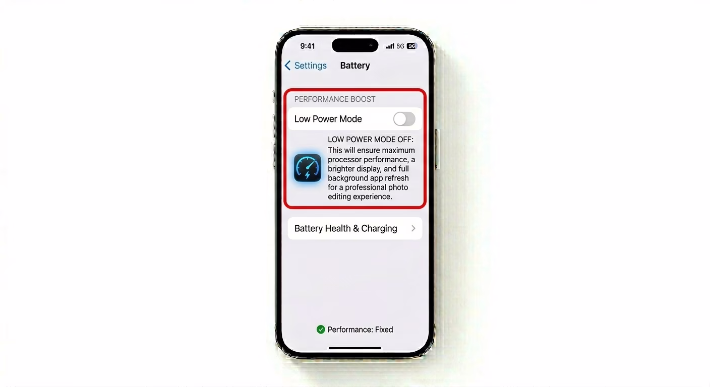 Disabling low power mode for performance