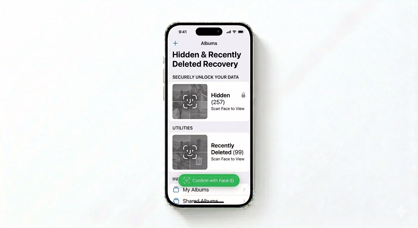 Checking hidden and deleted albums on iPhone