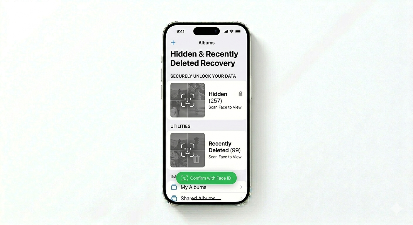 Checking hidden and deleted albums on iPhone
