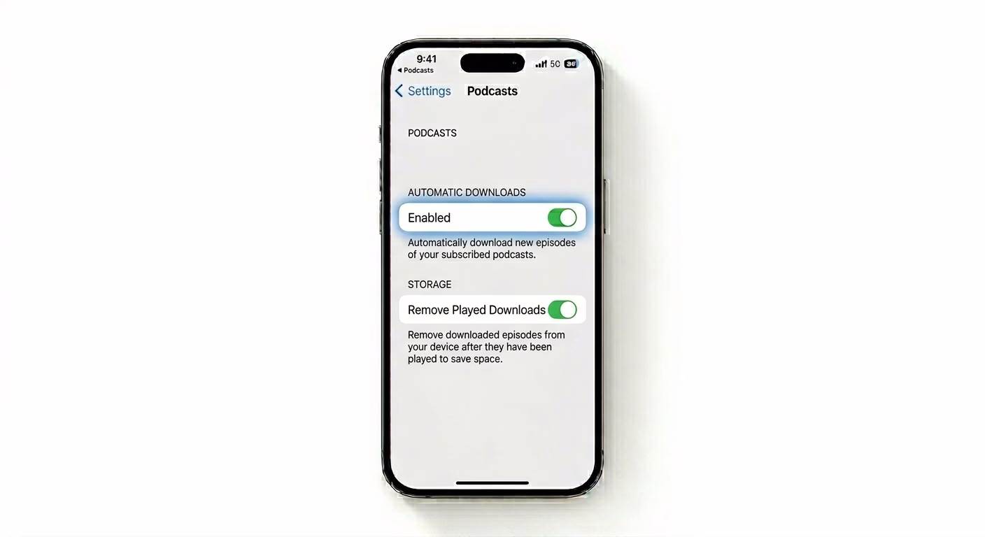 Adjusting podcast download settings