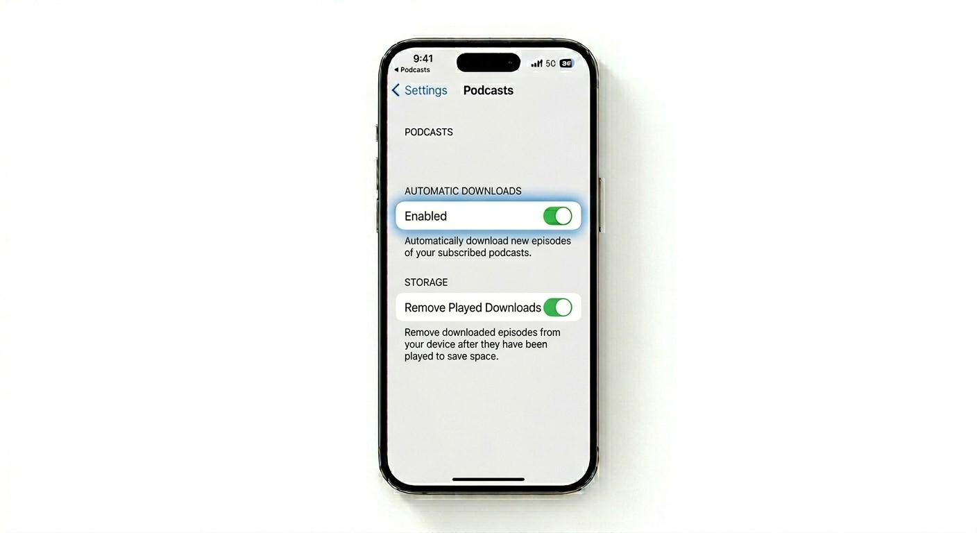 Adjusting podcast download settings