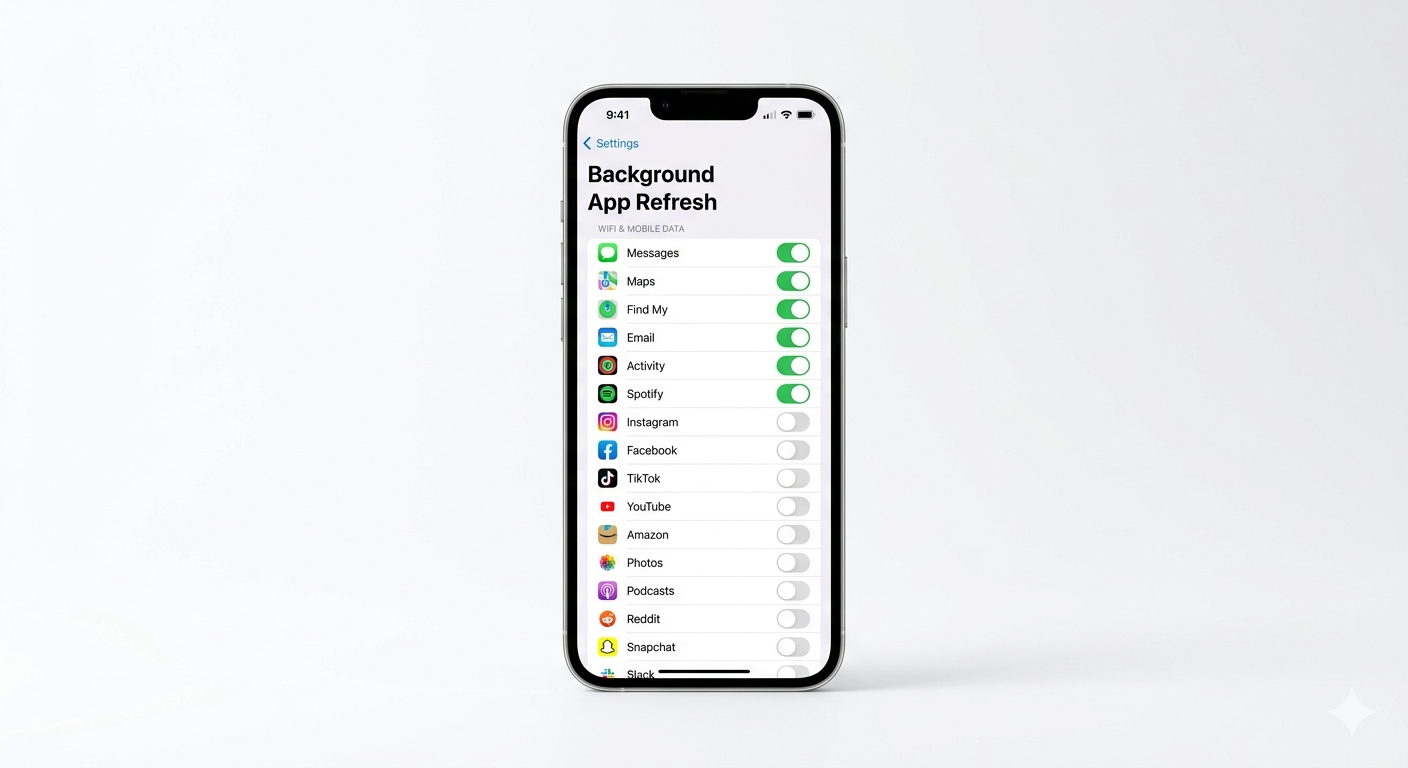 Disabling background app refresh on iPhone