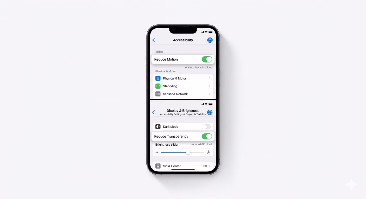 Enabling reduce motion to speed up iPhone