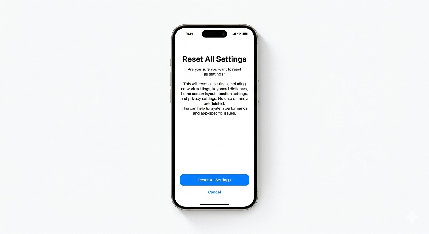 Resetting all settings on iPhone