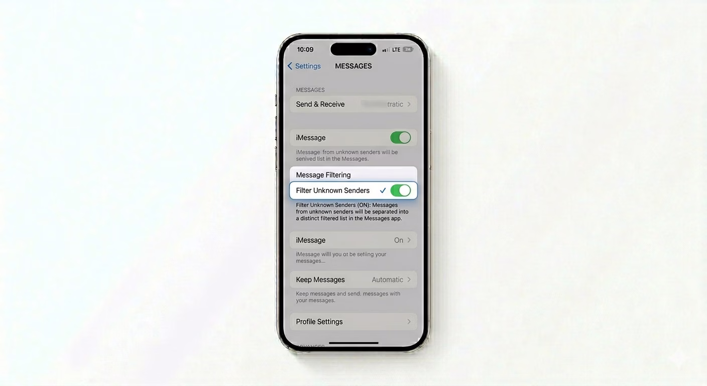 Enabling message filtering on iPhone
