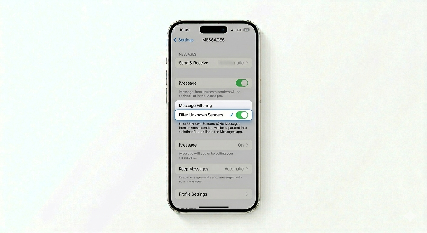 Enabling message filtering on iPhone