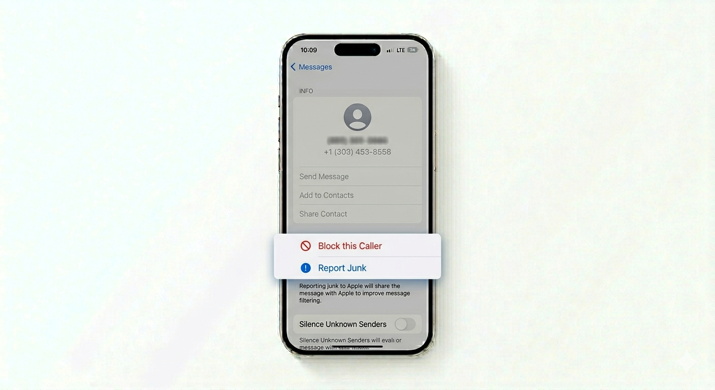 Blocking a spam number on iPhone