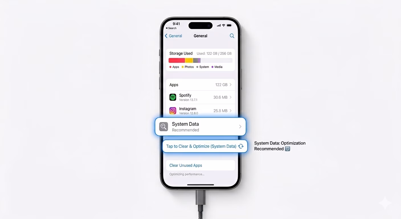 Clearing iPhone System Data