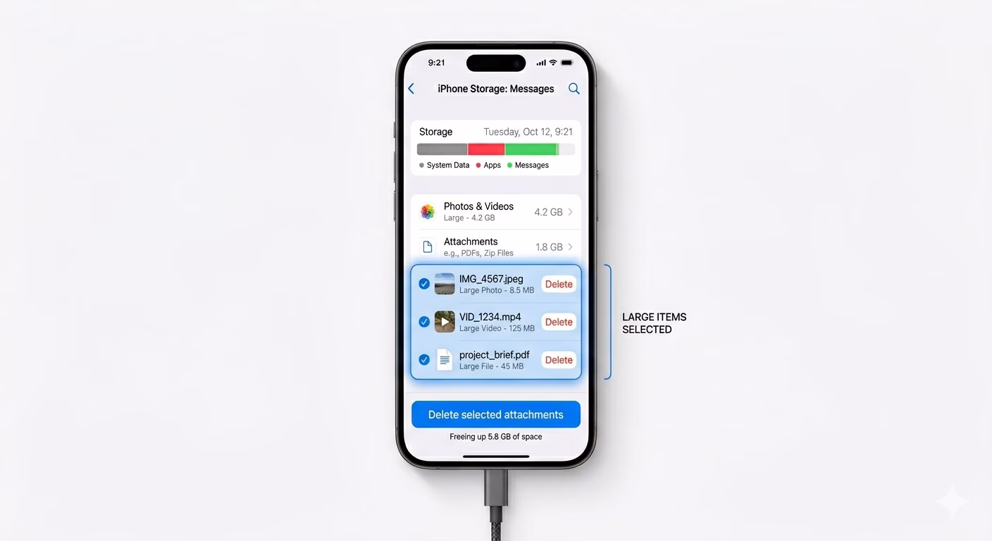 Managing iPhone Storage Attachments