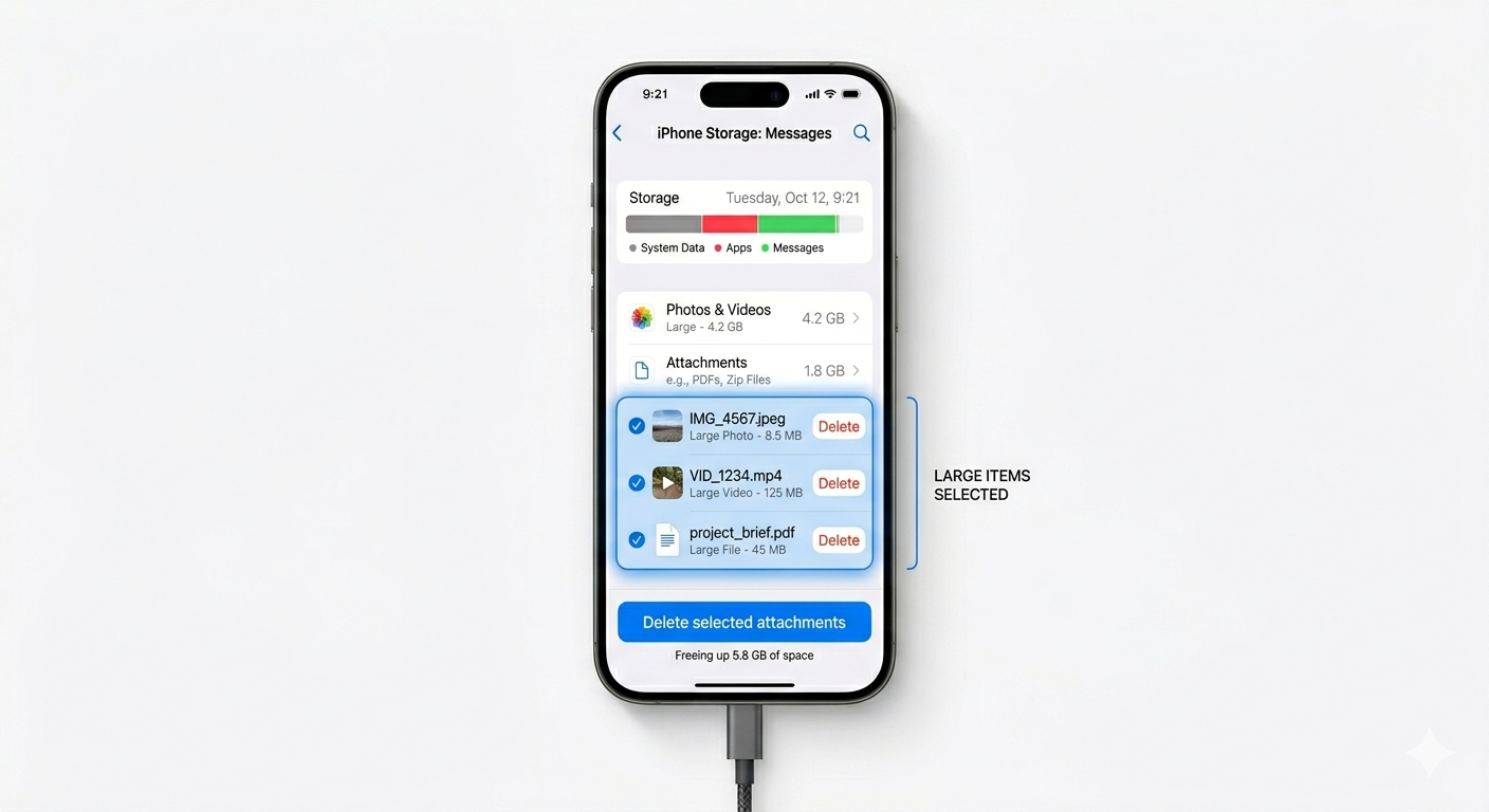 Managing iPhone Storage Attachments