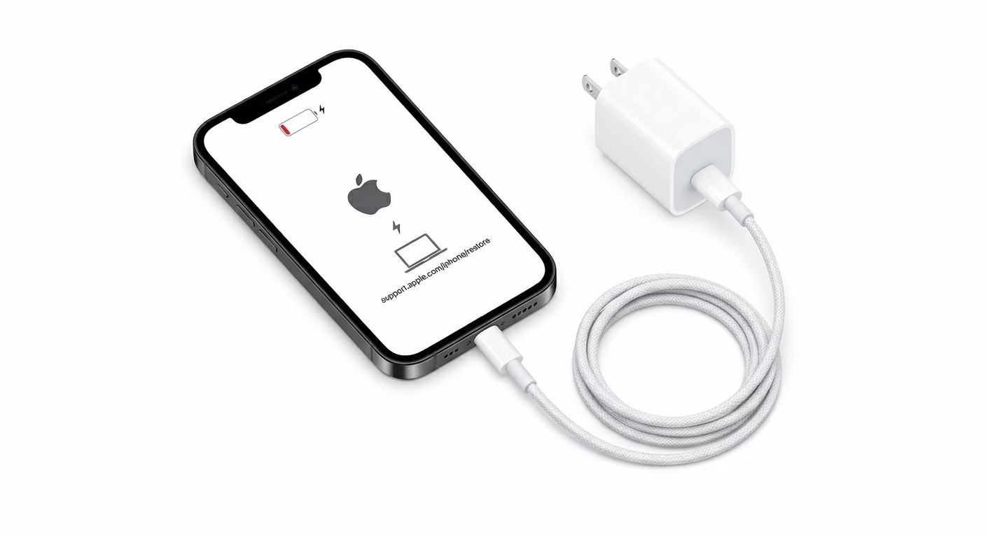 Charge iPhone to fix Apple logo stuck issue