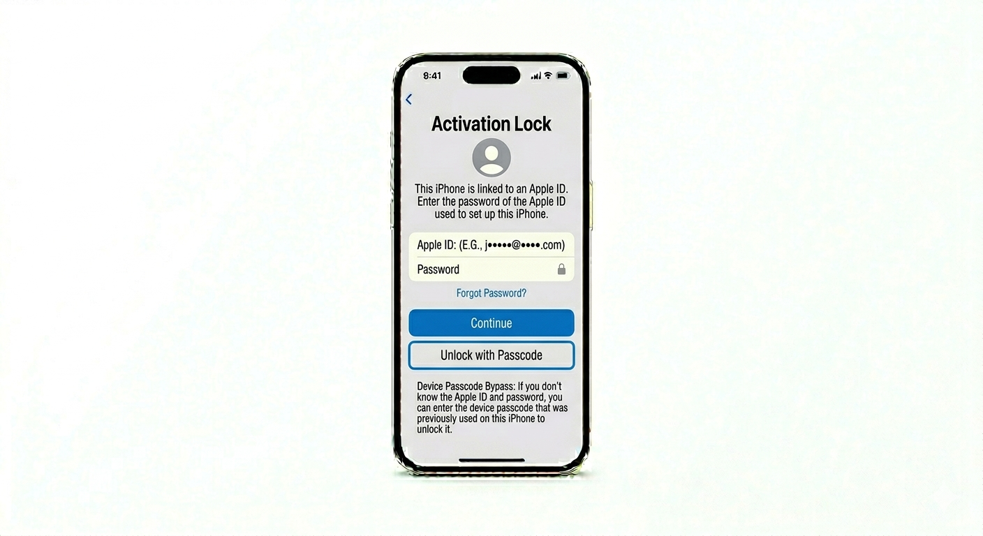 Using passcode to bypass activation lock