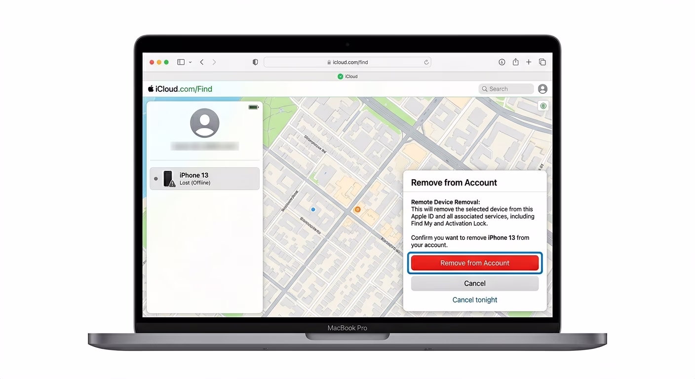 Removing iPhone from iCloud remotely