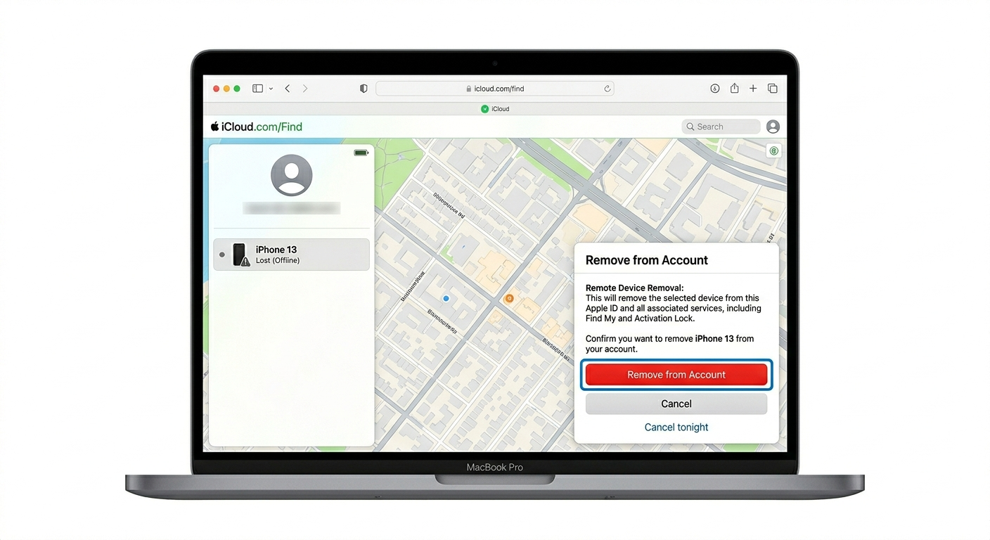 Removing iPhone from iCloud remotely