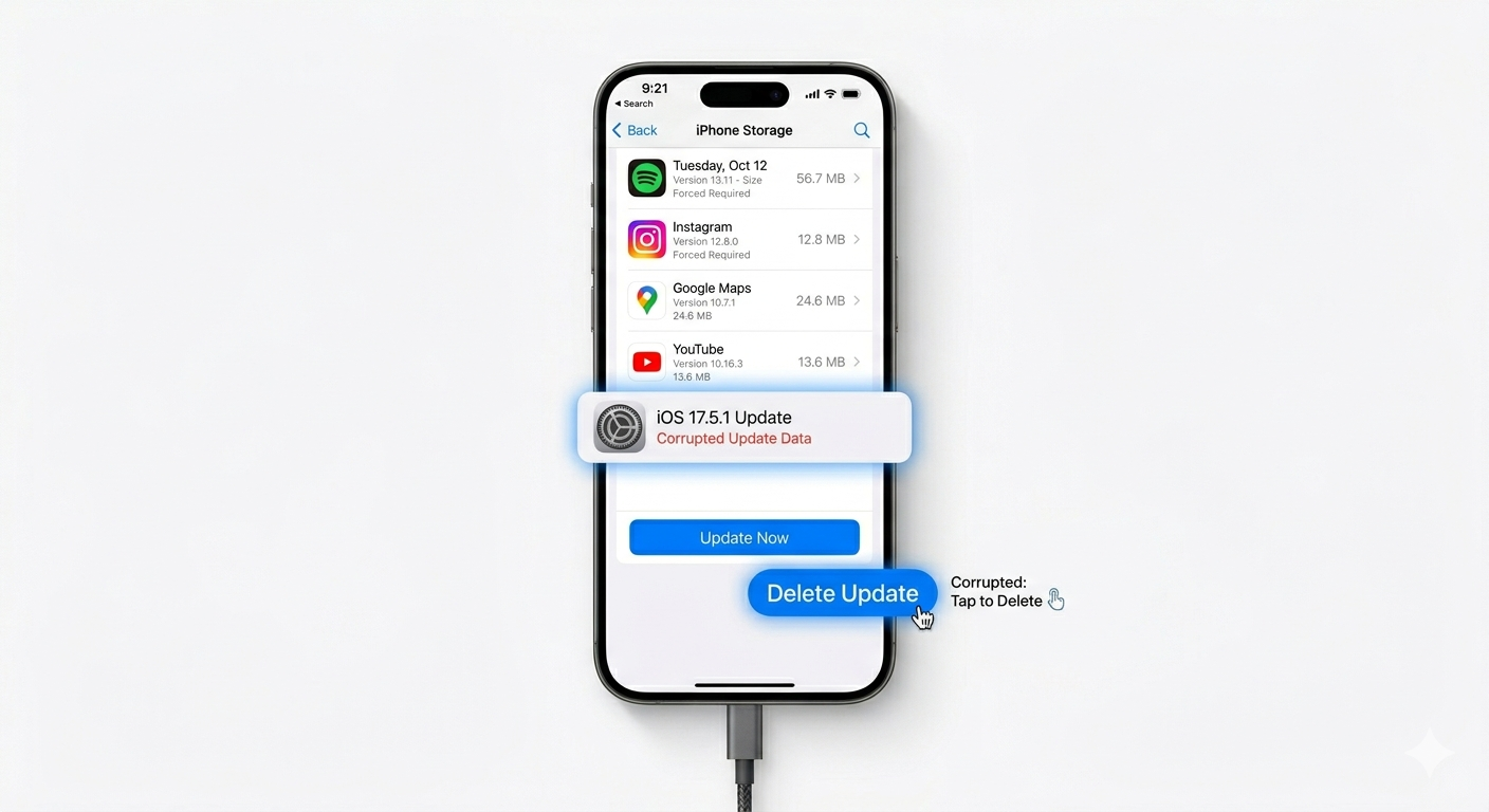 Deleting Corrupted iOS Update File