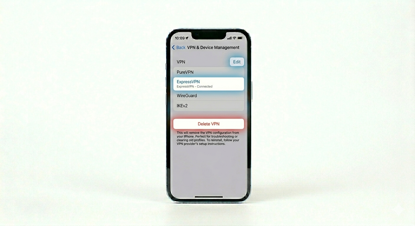Deleting VPN profile on iPhone