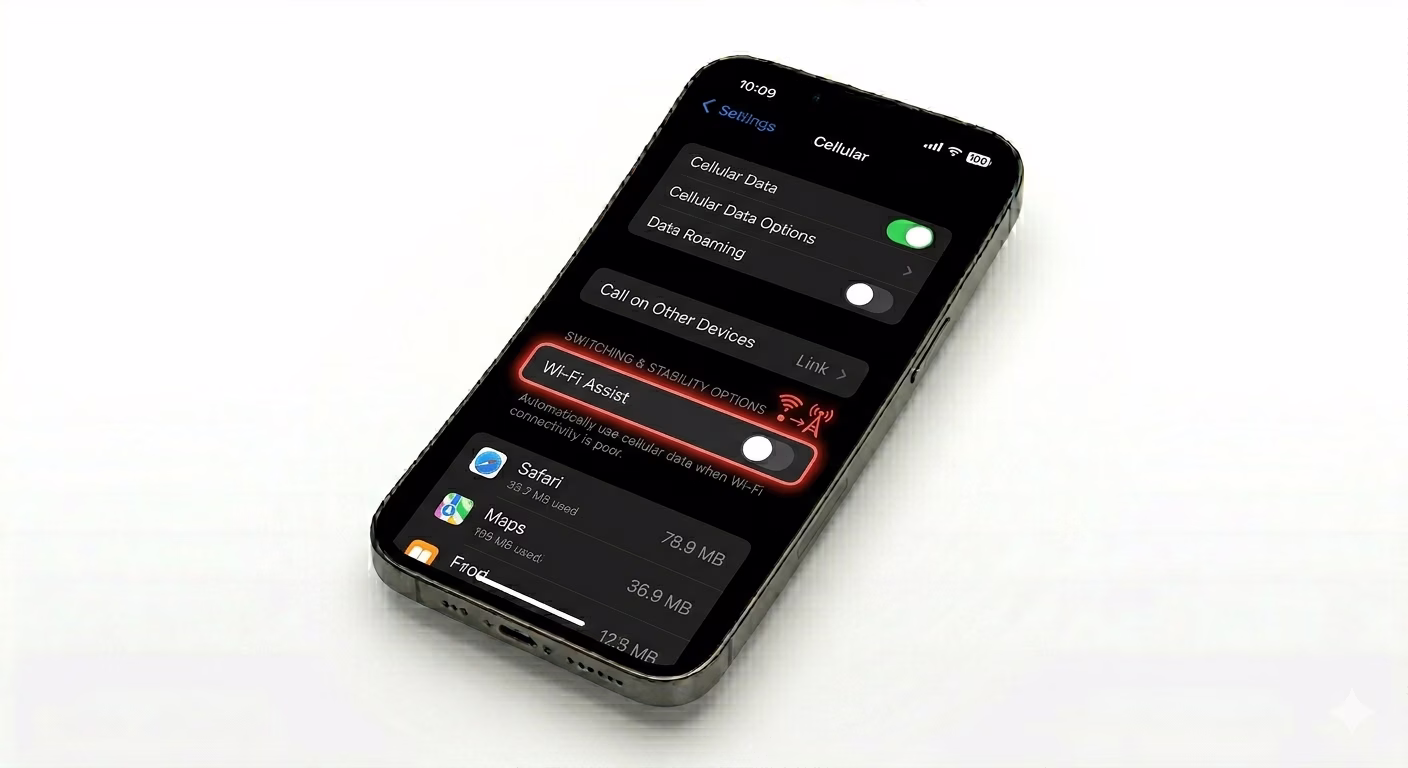 Disable WiFi Assist to fix connection drop