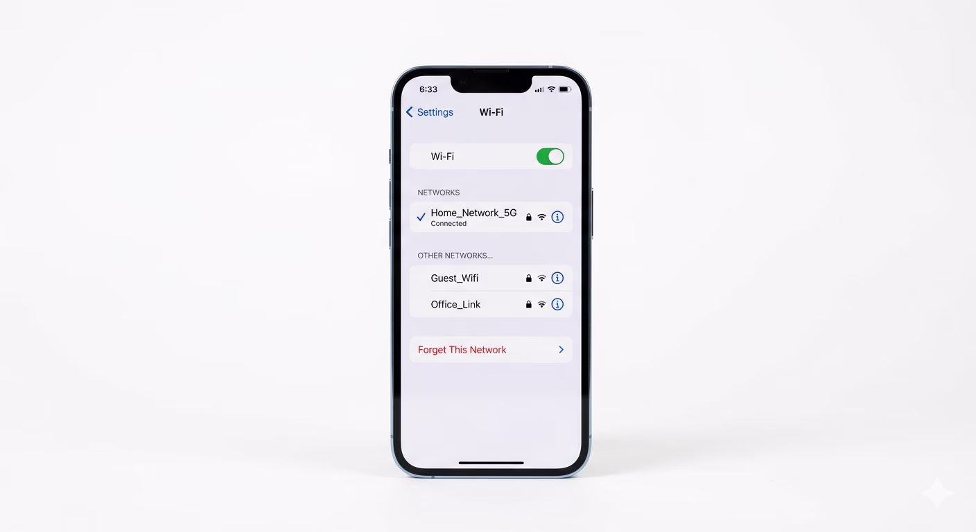 Forgetting Wi-Fi network on iPhone