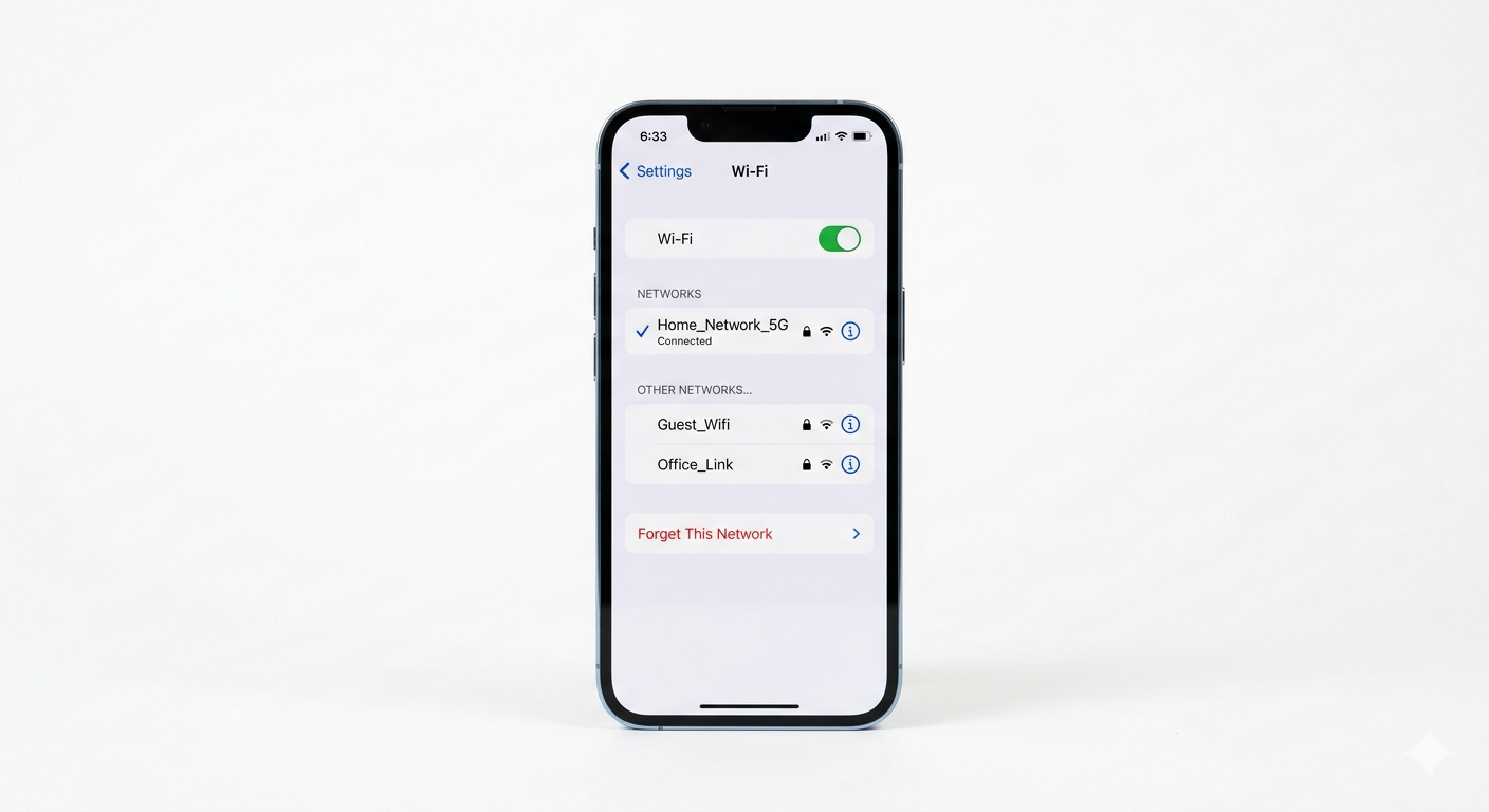 Forgetting Wi-Fi network on iPhone