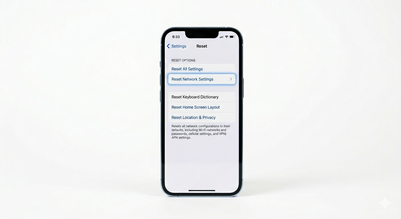 Resetting iPhone Network Settings