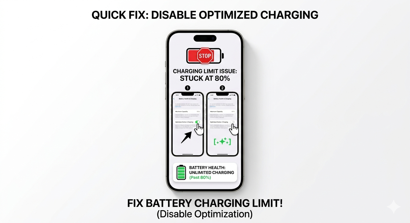 Disabling optimized charging for wireless fix