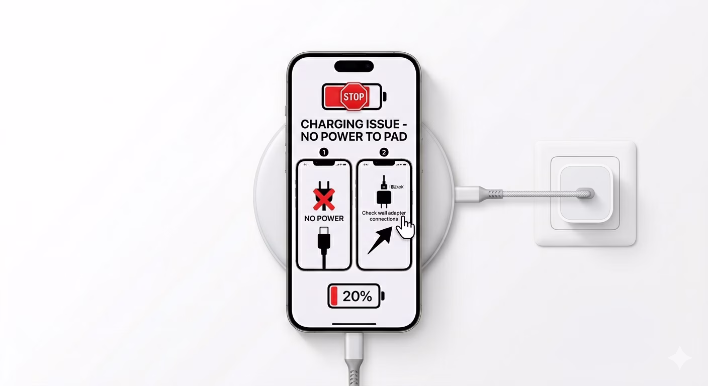 Troubleshooting wireless charging pad and cable