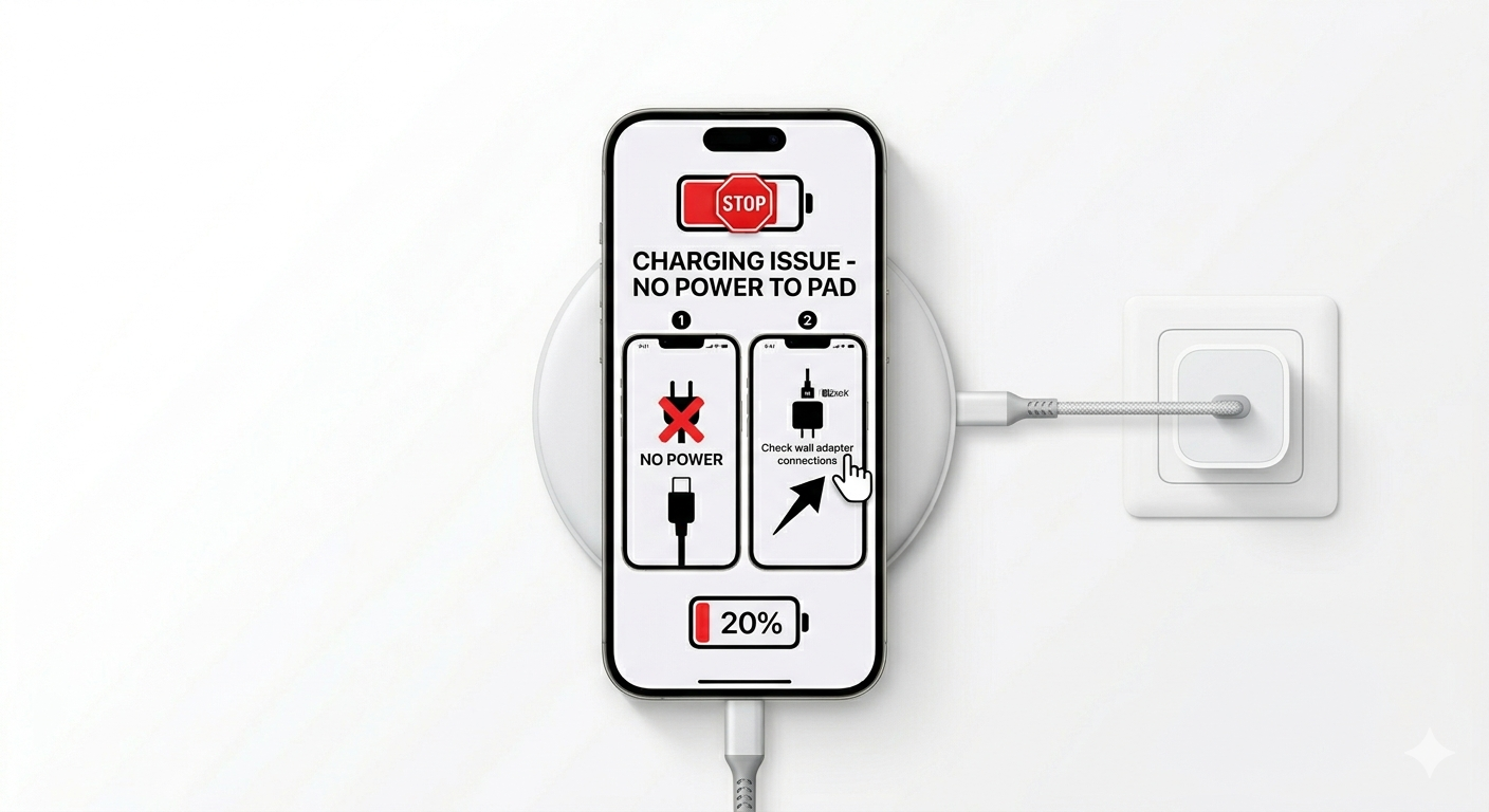 Troubleshooting wireless charging pad and cable