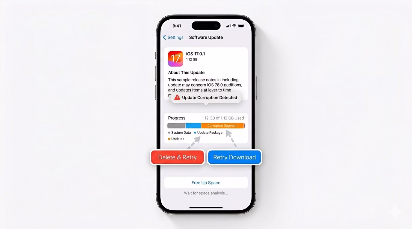 Deleting Corrupted iOS Update File