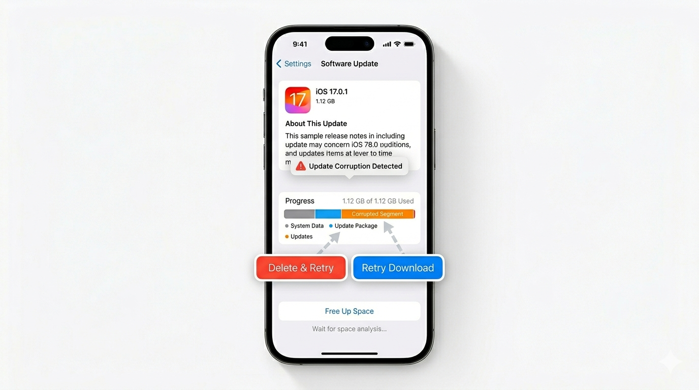 Deleting Corrupted iOS Update File