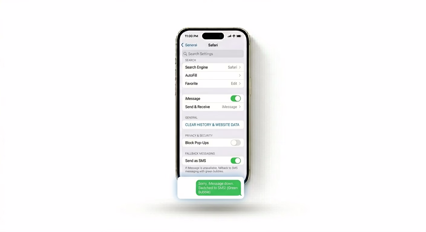 Enabling Send as SMS in settings