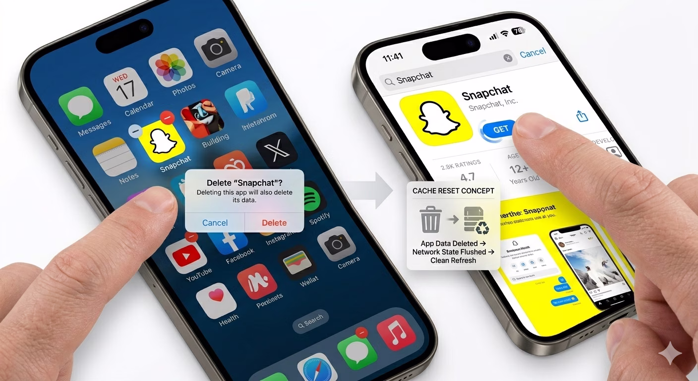 Reinstall Snapchat app to fix login errors
