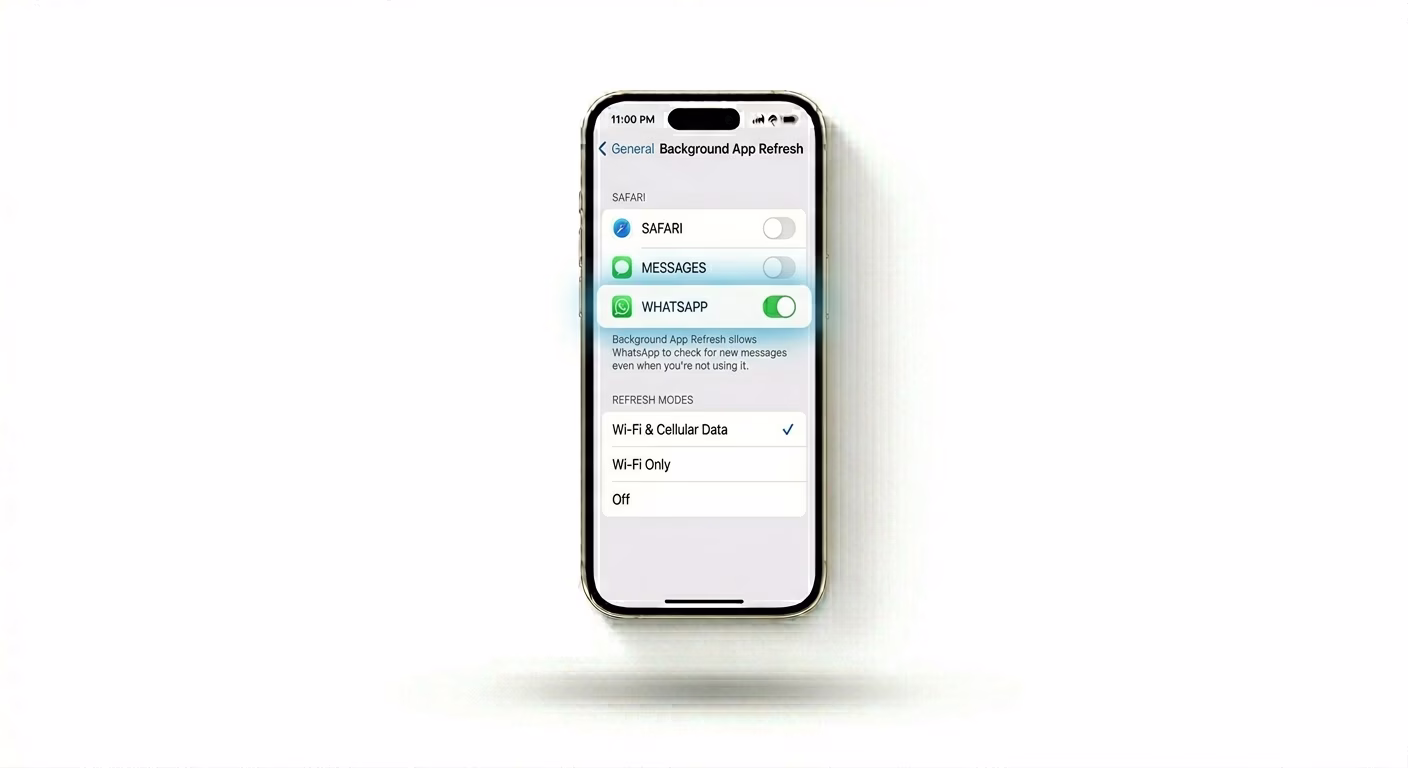 Enabling Background App Refresh for WhatsApp