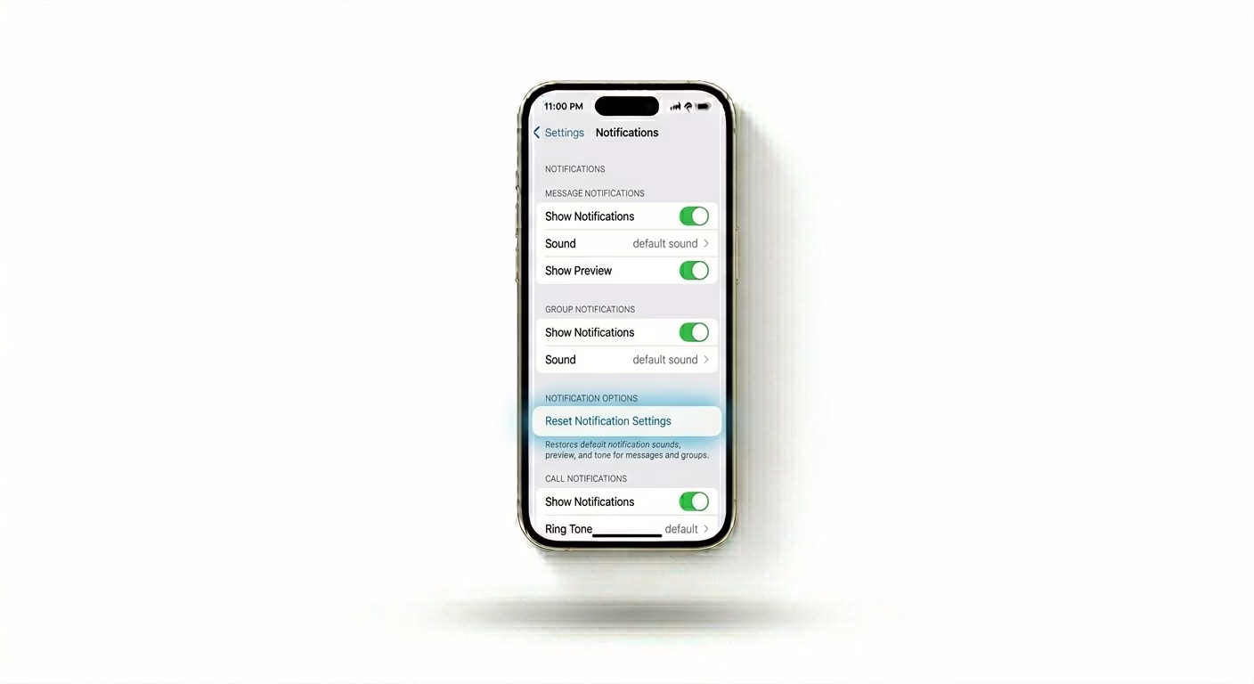 Resetting WhatsApp Notifications Settings