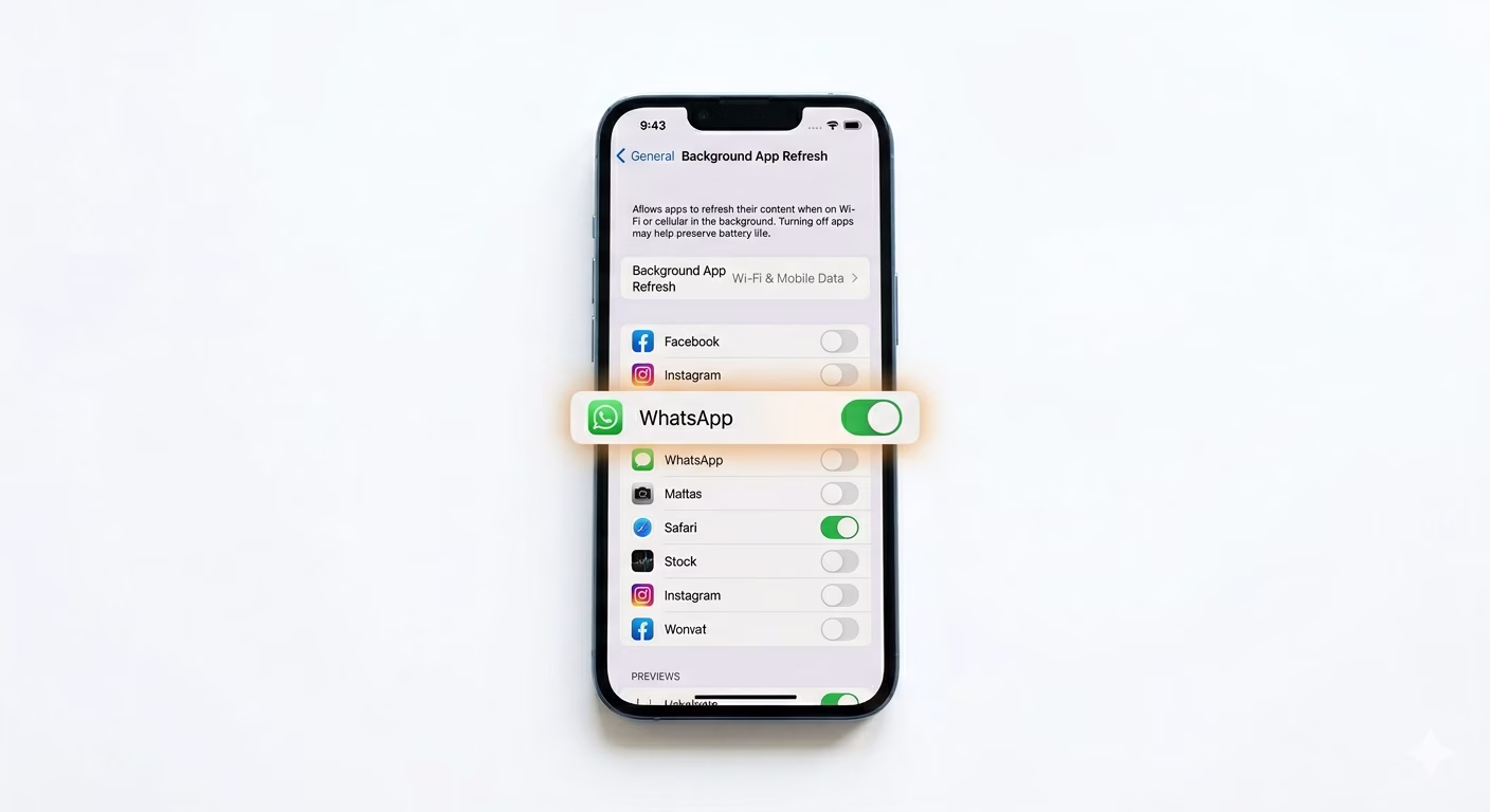 Enable background refresh WhatsApp